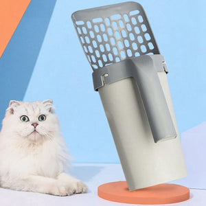 PETSQUARES Cat Litter Shovel with Built-in Bag Holder