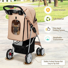Load image into Gallery viewer, Foldable 4-Wheel Pet Stroller with Storage Basket Carriage
