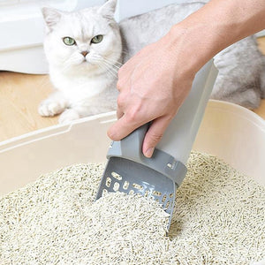 PETSQUARES Cat Litter Shovel with Built-in Bag Holder