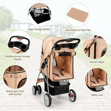 Load image into Gallery viewer, Foldable 4-Wheel Pet Stroller with Storage Basket Carriage