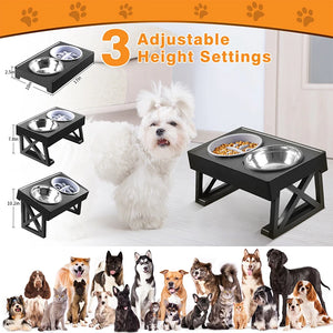 PetSquares Adjustable Double Bowl Stand