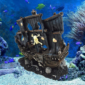 Artificial Aquarium Sunk Boat Decoration - PetSquares