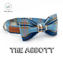 Load image into Gallery viewer, Blue Plaid Bowtie Dog Collar - PetSquares