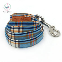 Load image into Gallery viewer, Blue Plaid Bowtie Dog Collar - PetSquares