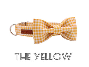 Unique Style Paws Dog Collar Summer Yellow Plaid Dog Bowtie with Collar - PetSquares